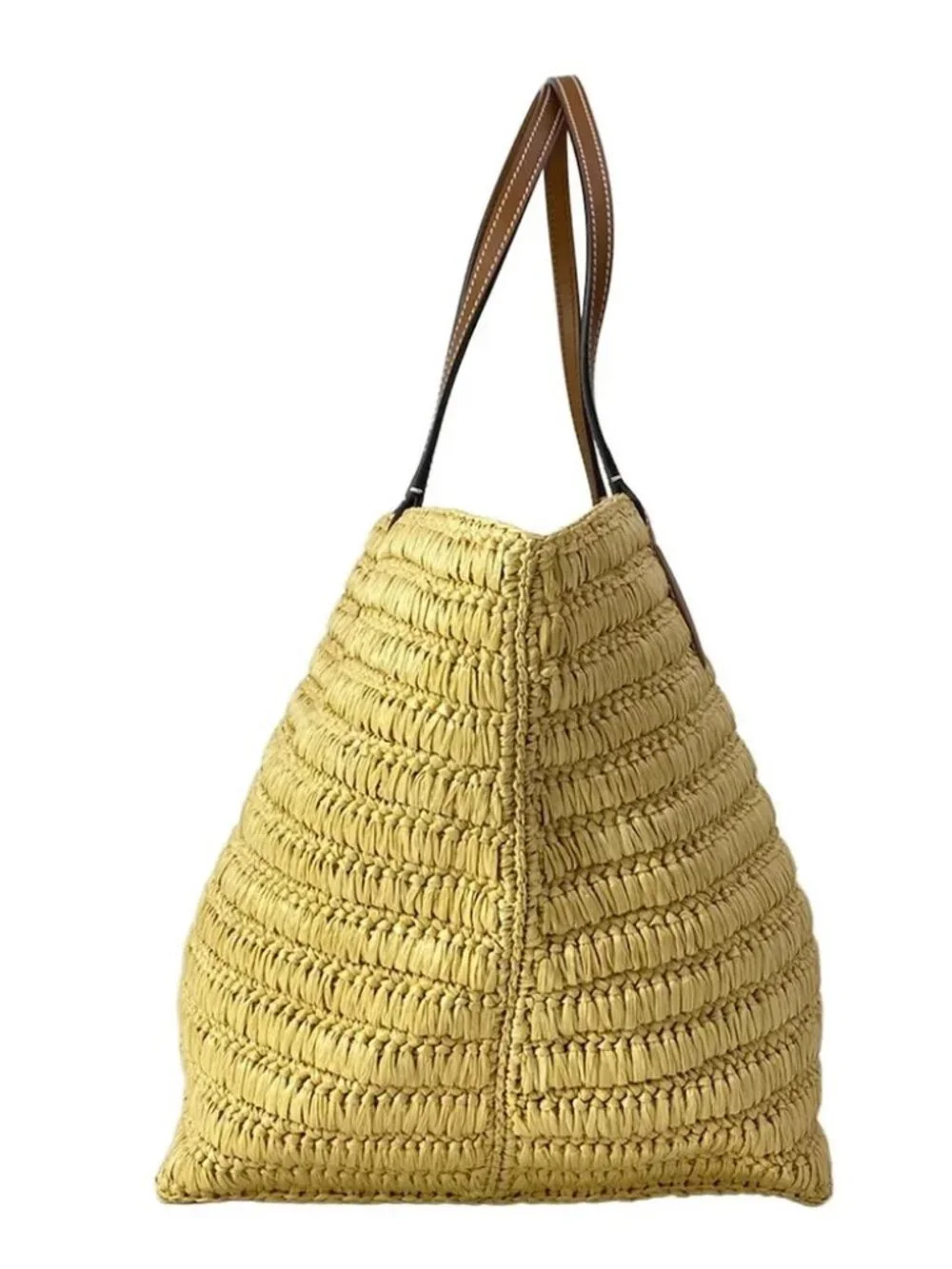GUCCI Gucci Lido 836506 Beige Brown Raffia Leather Tote Bag